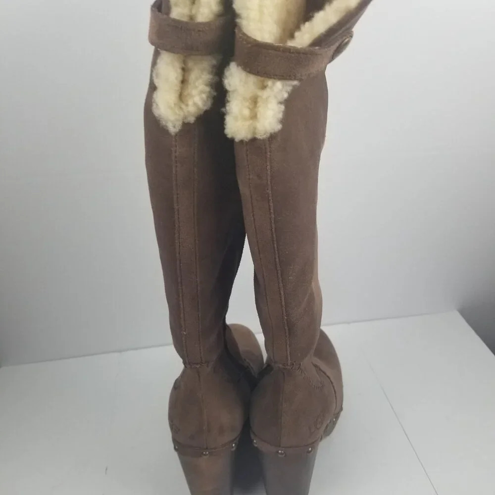 UGG Brown Shearling-Lined Knee Boots - Women